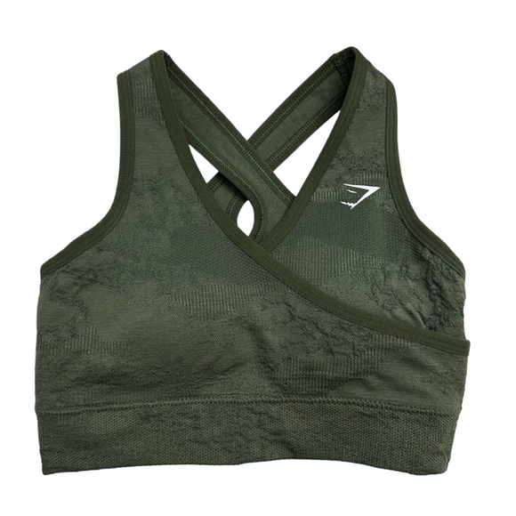 Gymshark Sports Bra Green Padded Strappy Back Gym Workout Exercise Extra Small - Picture 1 of 3